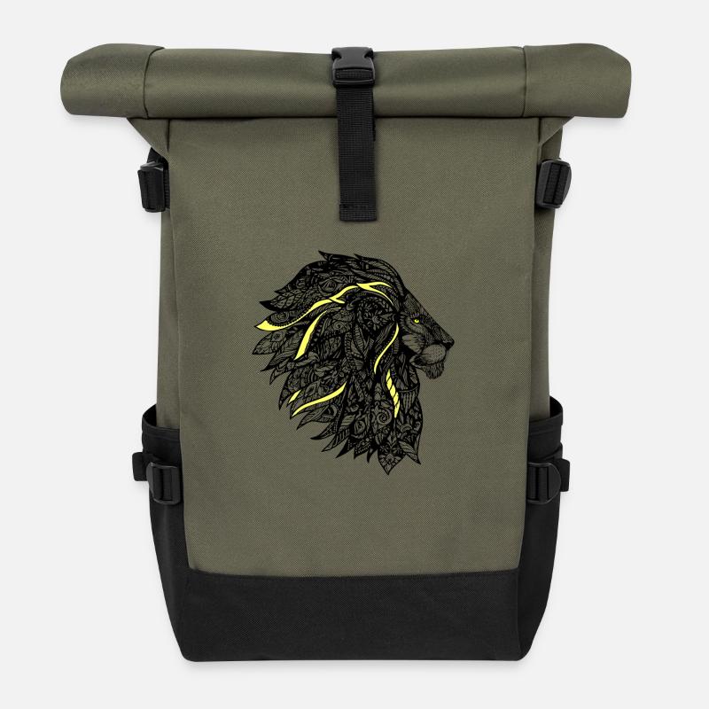 Lion - Sac à dos roll top - olive/noir