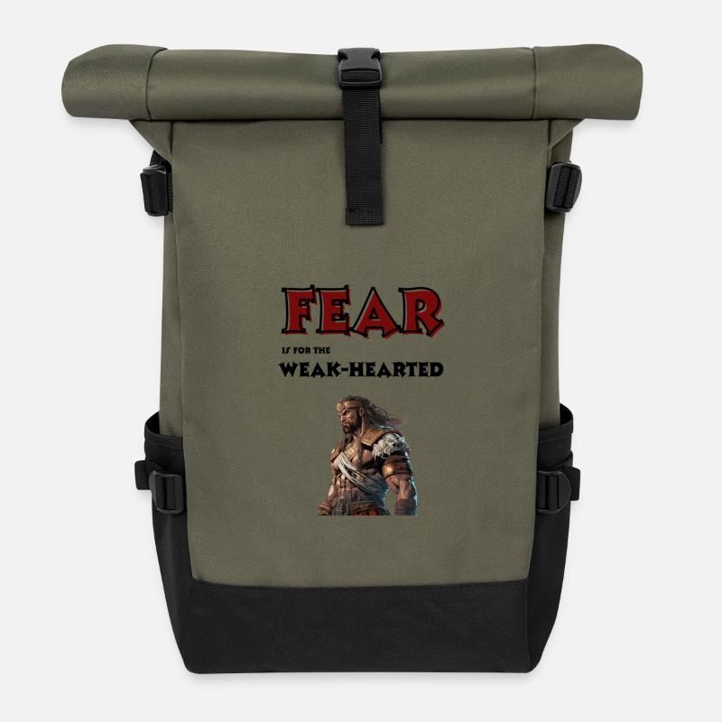 La peur est pour les cœurs faibles. - Sac à dos roll top - olive/noir