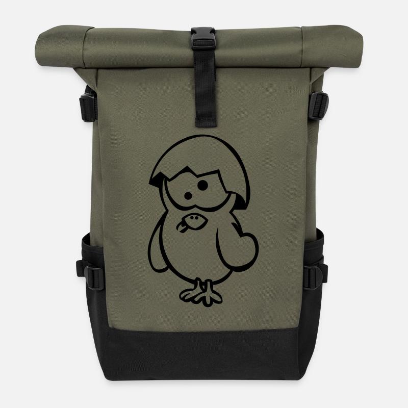 Poussin fou - Sac à dos roll top - olive/noir