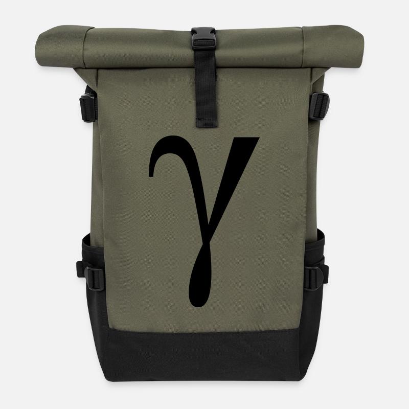 Gamma griechischer Buchstabe - Rolltop Rucksack - Olive/Schwarz
