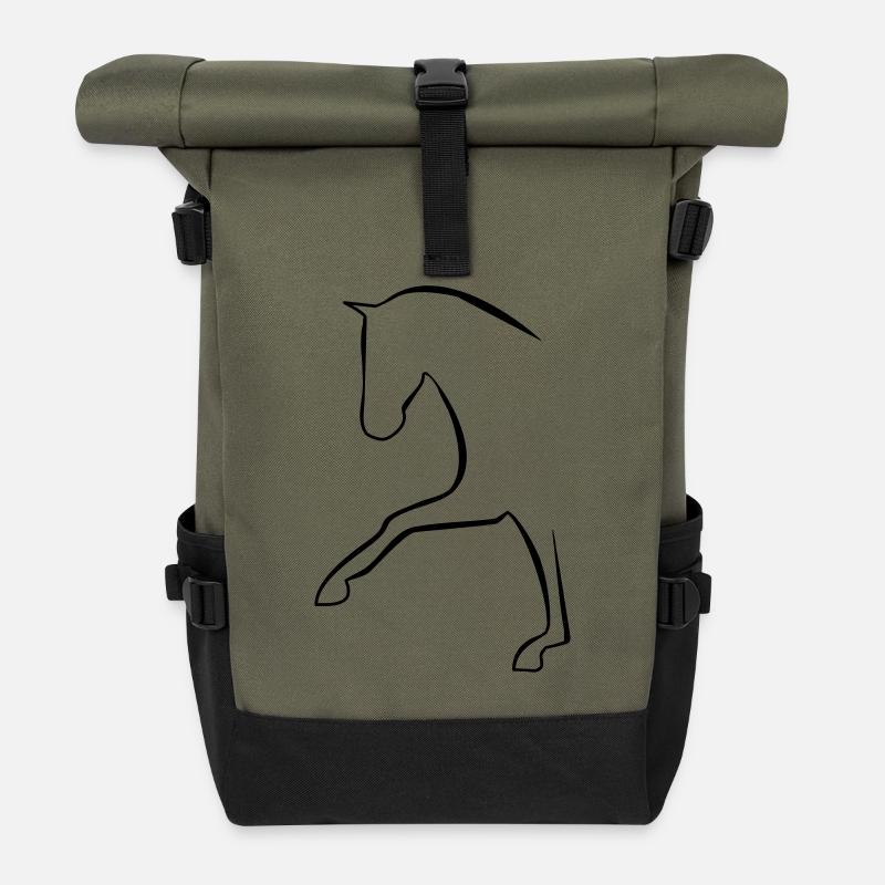 Dressurpferd - Rolltop Rucksack - Olive/Schwarz