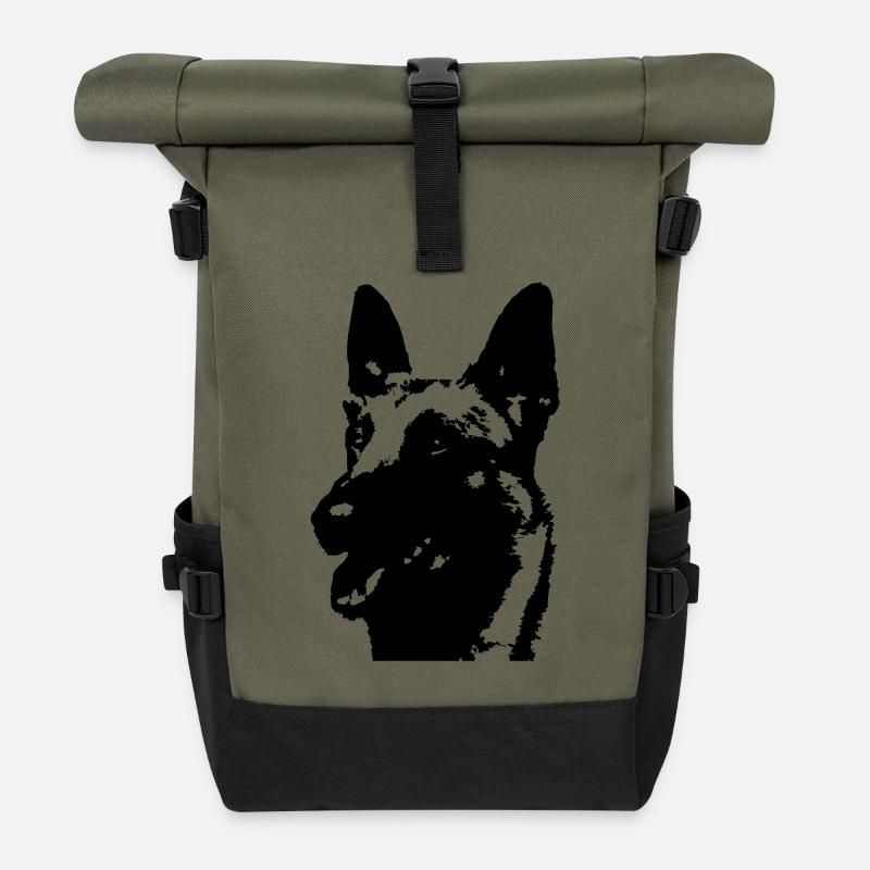 Malinois - Rolltop Rucksack - Olive/Schwarz