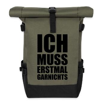 ich_muss_erstmal_garnichts - Rolltop Rucksack - Olive/Schwarz - Vorne