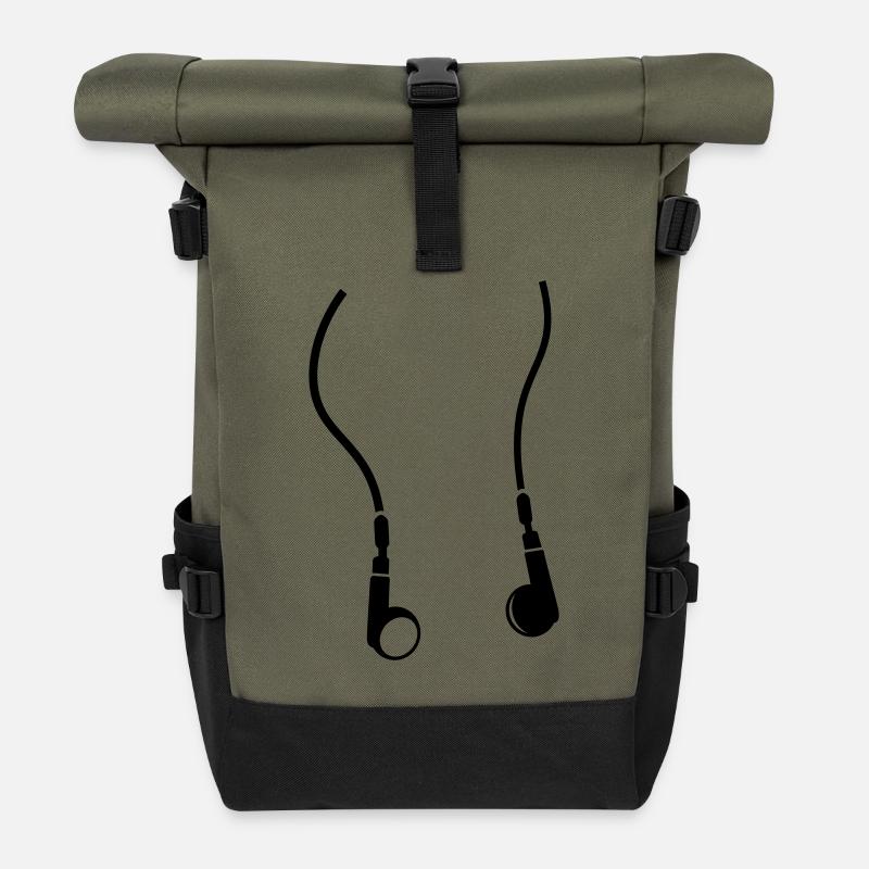 des écouteurs - Sac à dos roll top - olive/noir