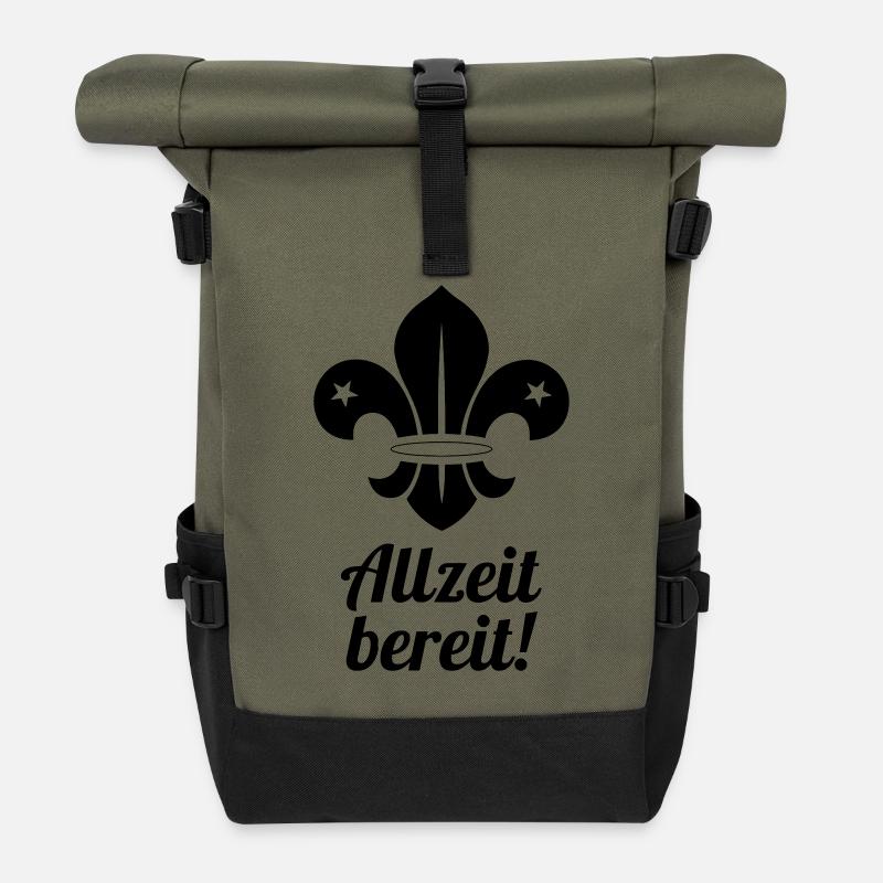 Scout / Scouting / Pfadfinder / Pfadfinderin - Rolltop Rucksack - Olive/Schwarz