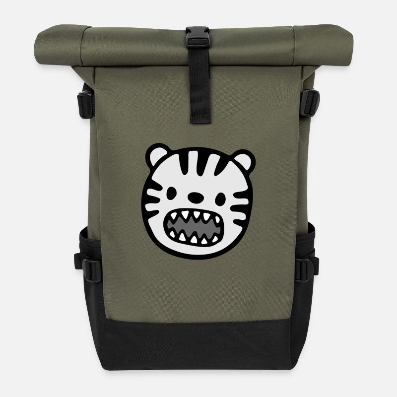 tiger - Roll Top Backpack - olive/black
