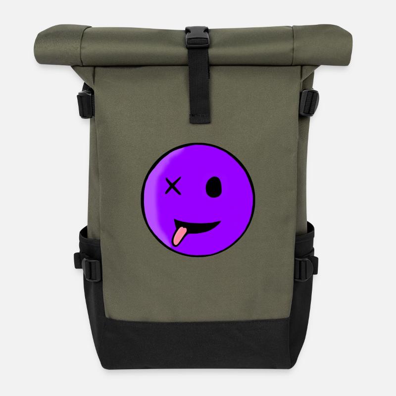 Funny Smilie - Rolltop Rucksack - Olive/Schwarz