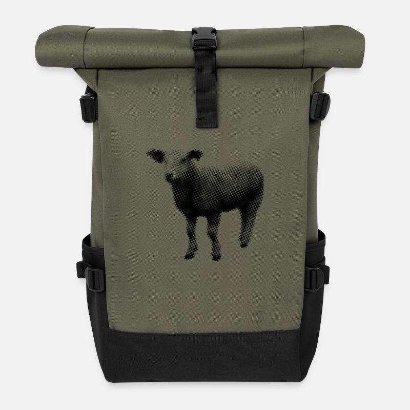 agneau - Sac à dos roll top - olive/noir