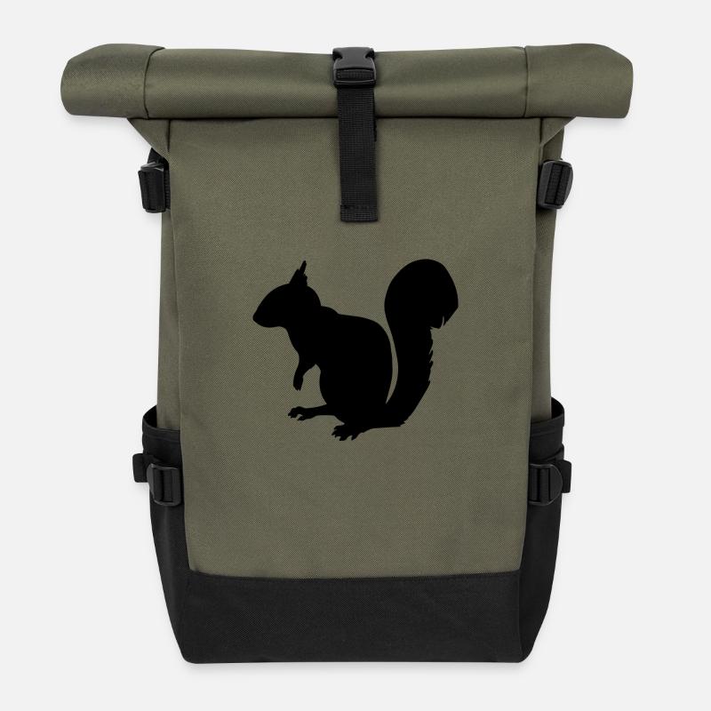 Eichhörnchen - Rolltop Rucksack - Olive/Schwarz