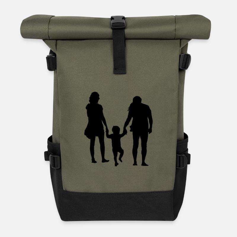 Eltern mit Kind - Rolltop Rucksack - Olive/Schwarz