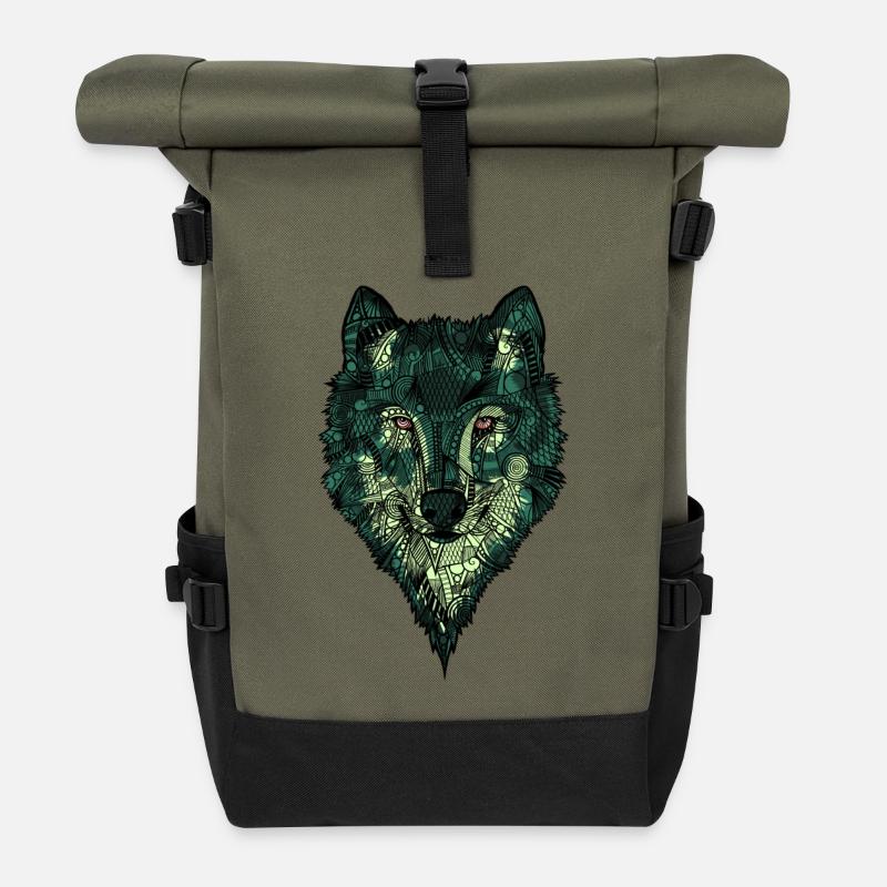 loup - Sac à dos roll top - olive/noir