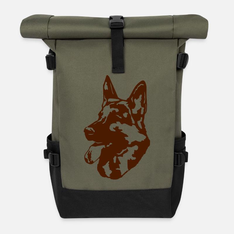 Schaefer dog's head - Roll Top Backpack - olive/black