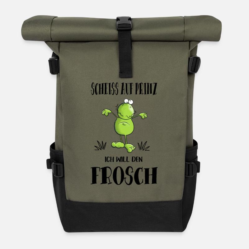 Scheiss auf Prinz - Rolltop Rucksack - Olive/Schwarz