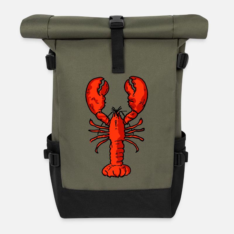 Lobster red - Rolltop Rucksack - Olive/Schwarz