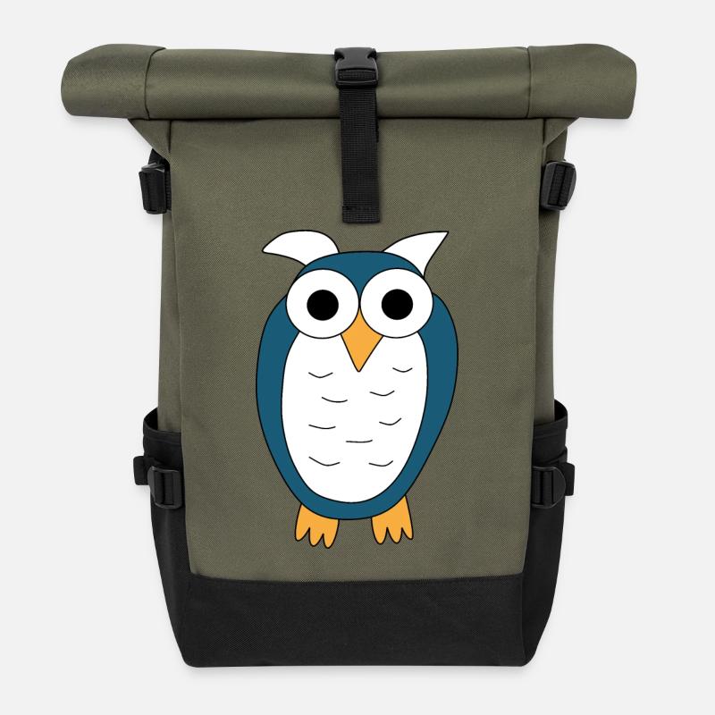Eule blaue Eule - Rolltop Rucksack - Olive/Schwarz