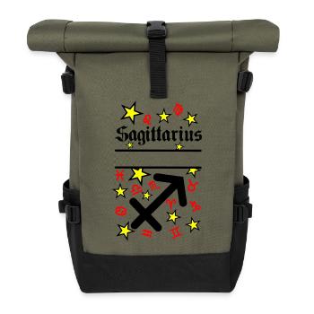 Schütze Schütze Sternzeichen - Rolltop Rucksack - Olive/Schwarz - Vorne