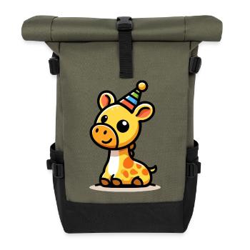 Party Spots: The Celebratory Giraffe - Roll Top Backpack - olive/black - Front
