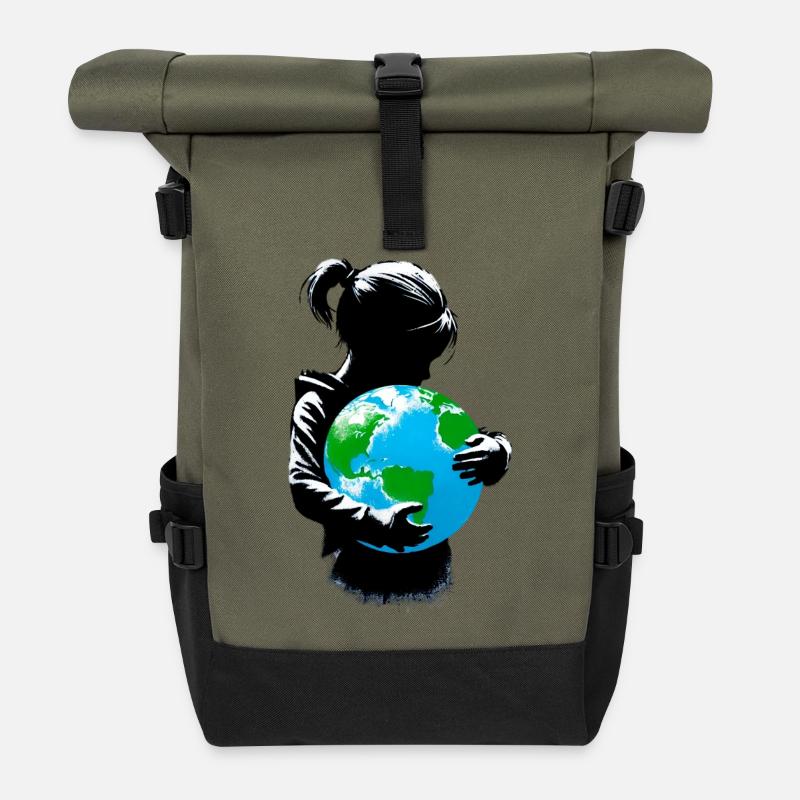 Planet Earth - Roll Top Backpack - olive/black