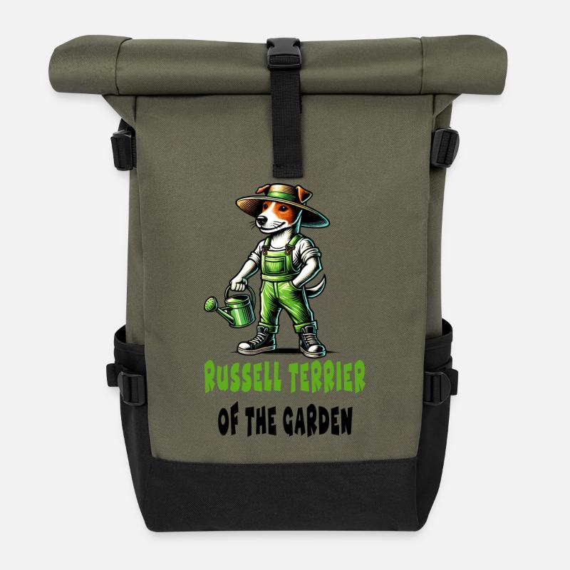 Jack Russell Terrier Gärtner - Rolltop Rucksack - Olive/Schwarz