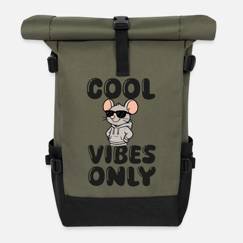 maus-sonnenbrille-cool- - Rolltop Rucksack - Olive/Schwarz