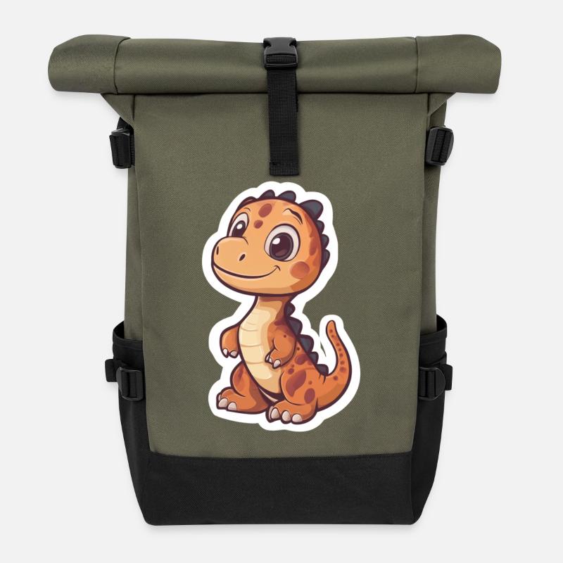 Dinosaurier - Rolltop Rucksack - Olive/Schwarz