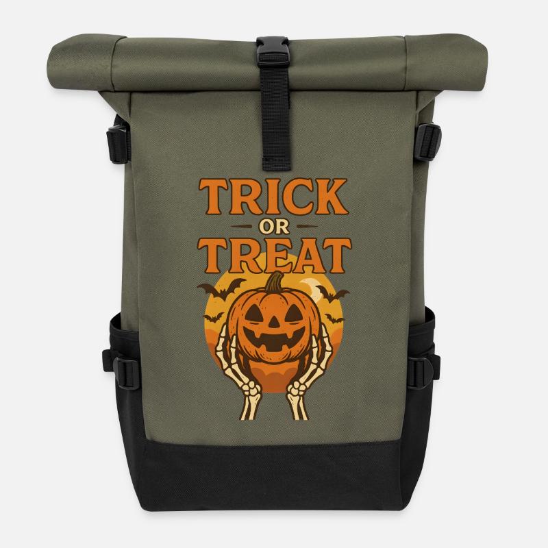 Trick or Treat Retro - Rolltop Rucksack - Olive/Schwarz