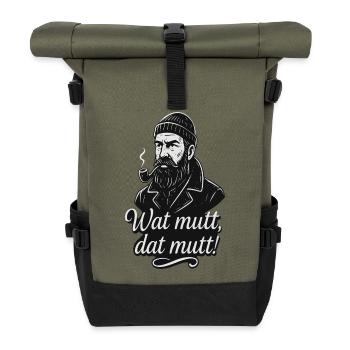 Pipe barbue Vintage disant Illustration - Sac à dos roll top - olive/noir - Devant