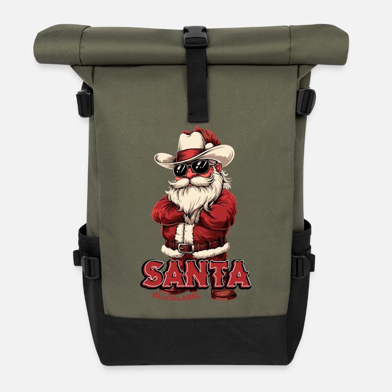 Badass-Santa-by-BlackLabel - Sac à dos roll top - olive/noir