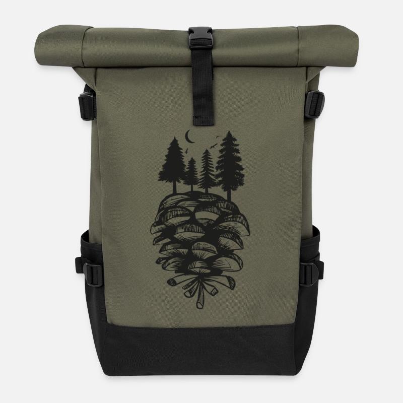 Tannenzapfen Nature Forest - Rolltop Rucksack - Olive/Schwarz
