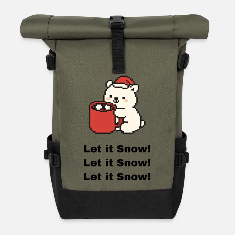 süßer Eisbär - Rolltop Rucksack - Olive/Schwarz