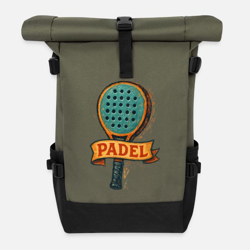 Padel-Racket – Padeliste - Rolltop Rucksack - Olive/Schwarz