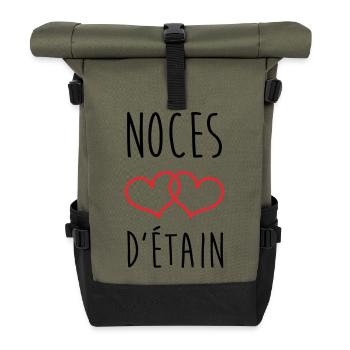 Pewter Wedding 10 Years Wedding - Roll Top Backpack - olive/black - Front