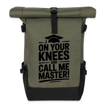 Master-Abschluss Universität lustiger Spruch - Rolltop Rucksack - Olive/Schwarz - Vorne