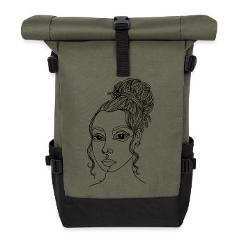 Abstrakte Frau One Line - Rolltop Rucksack - Olive/Schwarz - Vorne