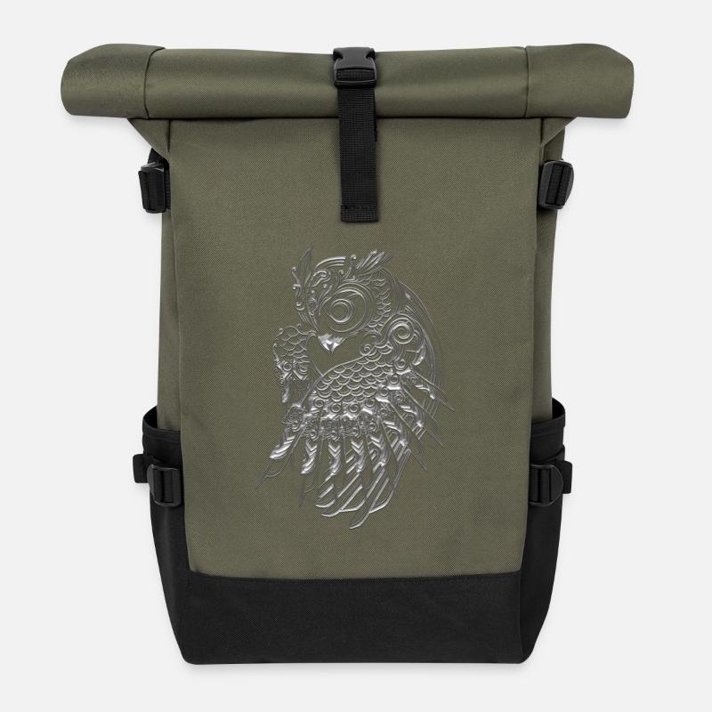 Silver Owl design - Sac à dos roll top - olive/noir