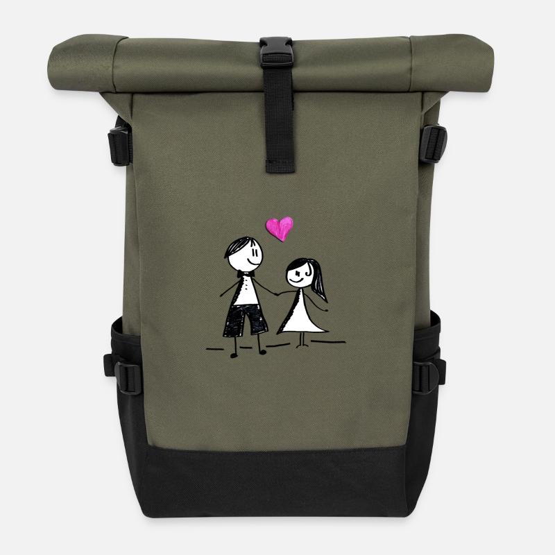 L'amour c'est ... - Sac à dos roll top - olive/noir