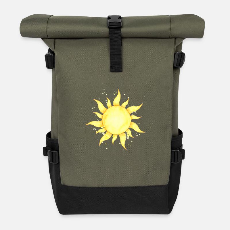 Die Sonne scheint - Rolltop Rucksack - Olive/Schwarz