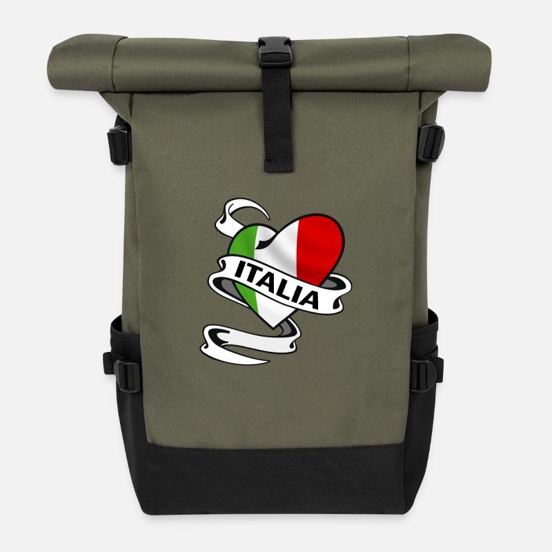 italien herz - Rolltop Rucksack - Olive/Schwarz