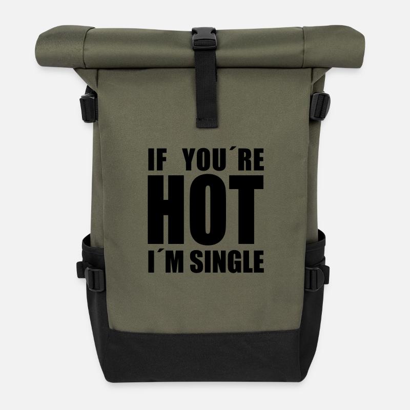 I'm single - Roll Top Backpack - olive/black