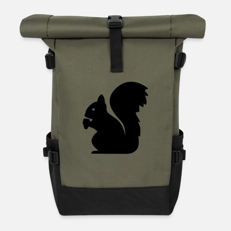Eichhörnchen - Rolltop Rucksack - Olive/Schwarz