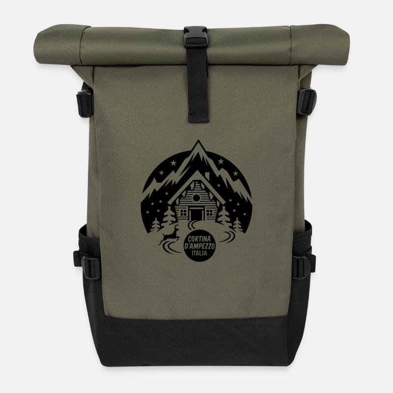 Cortina d'Ampezzo Italia - Rolltop Rucksack - Olive/Schwarz