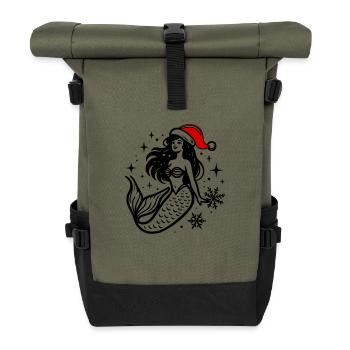 Meerjungfrau Weihnachtlich - Rolltop Rucksack - Olive/Schwarz - Vorne