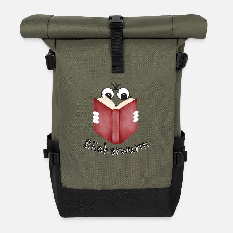Bookworm - Roll Top Backpack - olive/black