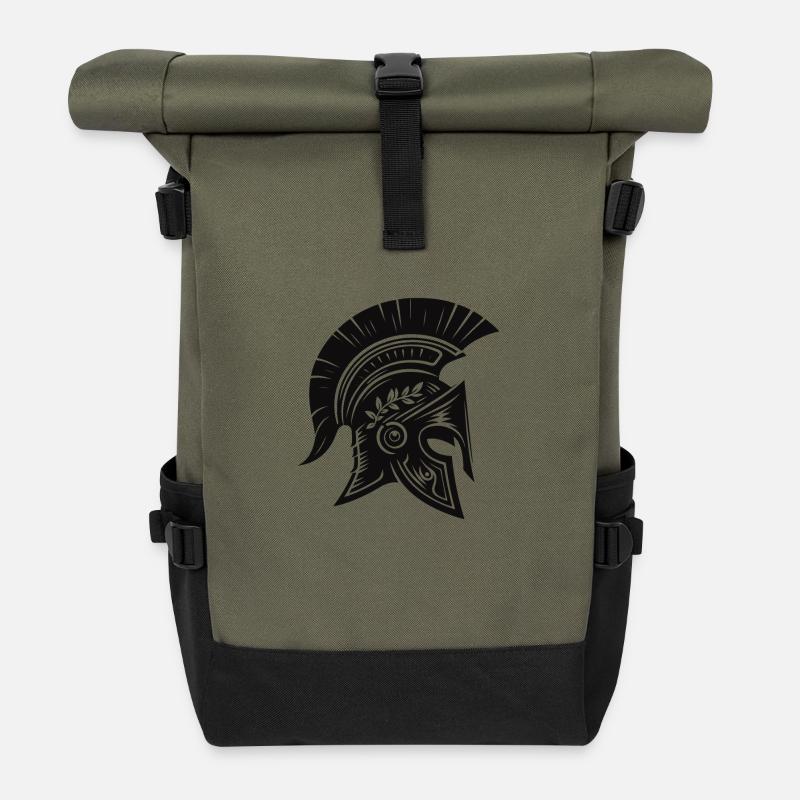 Spartanischer Helm - Rolltop Rucksack - Olive/Schwarz