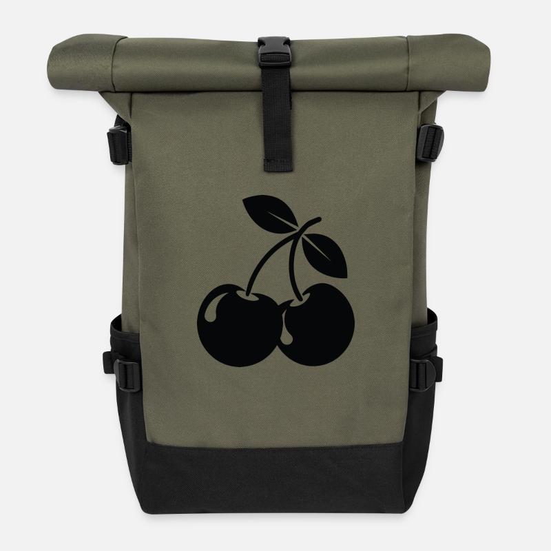 Kirschen - Rolltop Rucksack - Olive/Schwarz