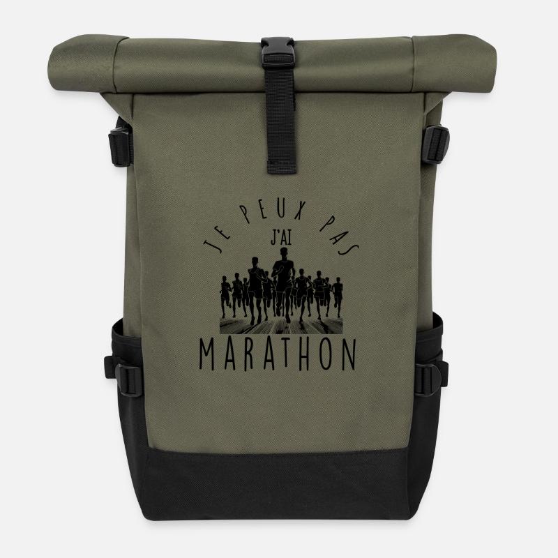 Ich kann nicht, ich habe Marathon. - Rolltop Rucksack - Olive/Schwarz