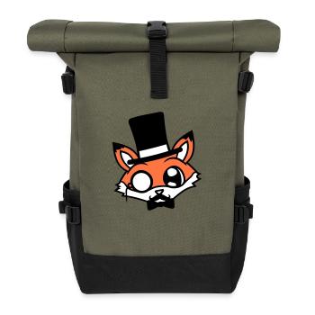 Fox Red Fox Sir Mr. Top Hat Monocle Glasses - Roll Top Backpack - olive/black - Front