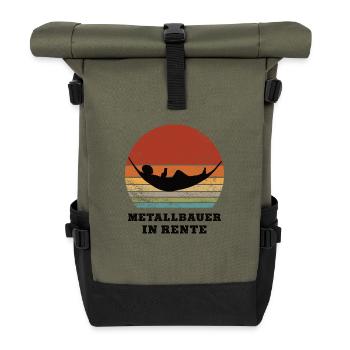 Rente Metallbauer Rentner Pension Ruhestand - Rolltop Rucksack - Olive/Schwarz - Vorne