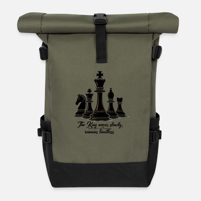 Schach König Bewegung Spiel - Rolltop Rucksack - Olive/Schwarz