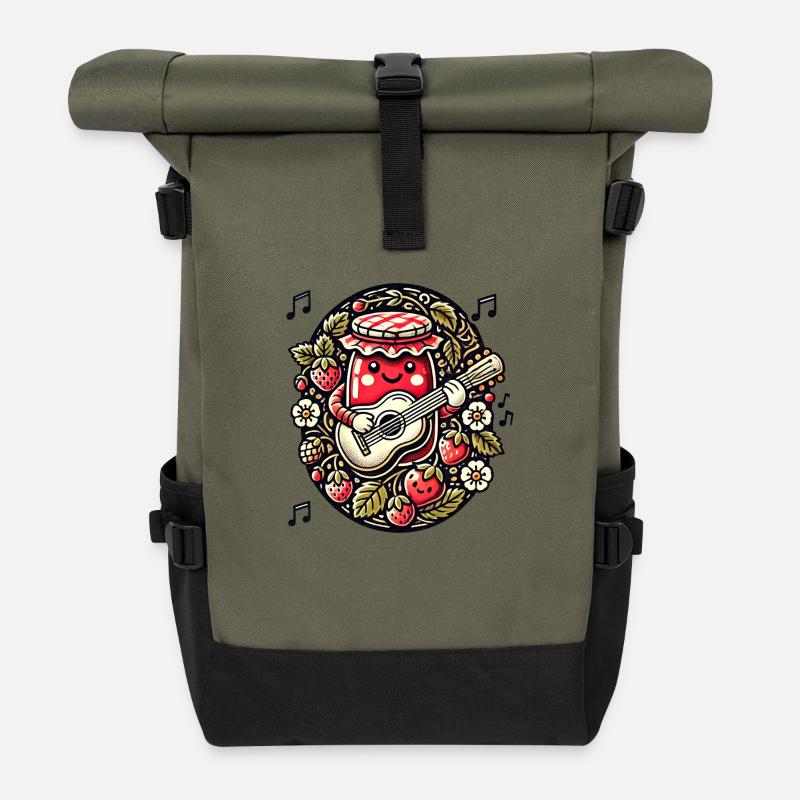 Strawberry Jam Gitarre Jammin' Cutie - Rolltop Rucksack - Olive/Schwarz